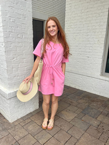 Pink French Terry Dress by Meet me in Santorini