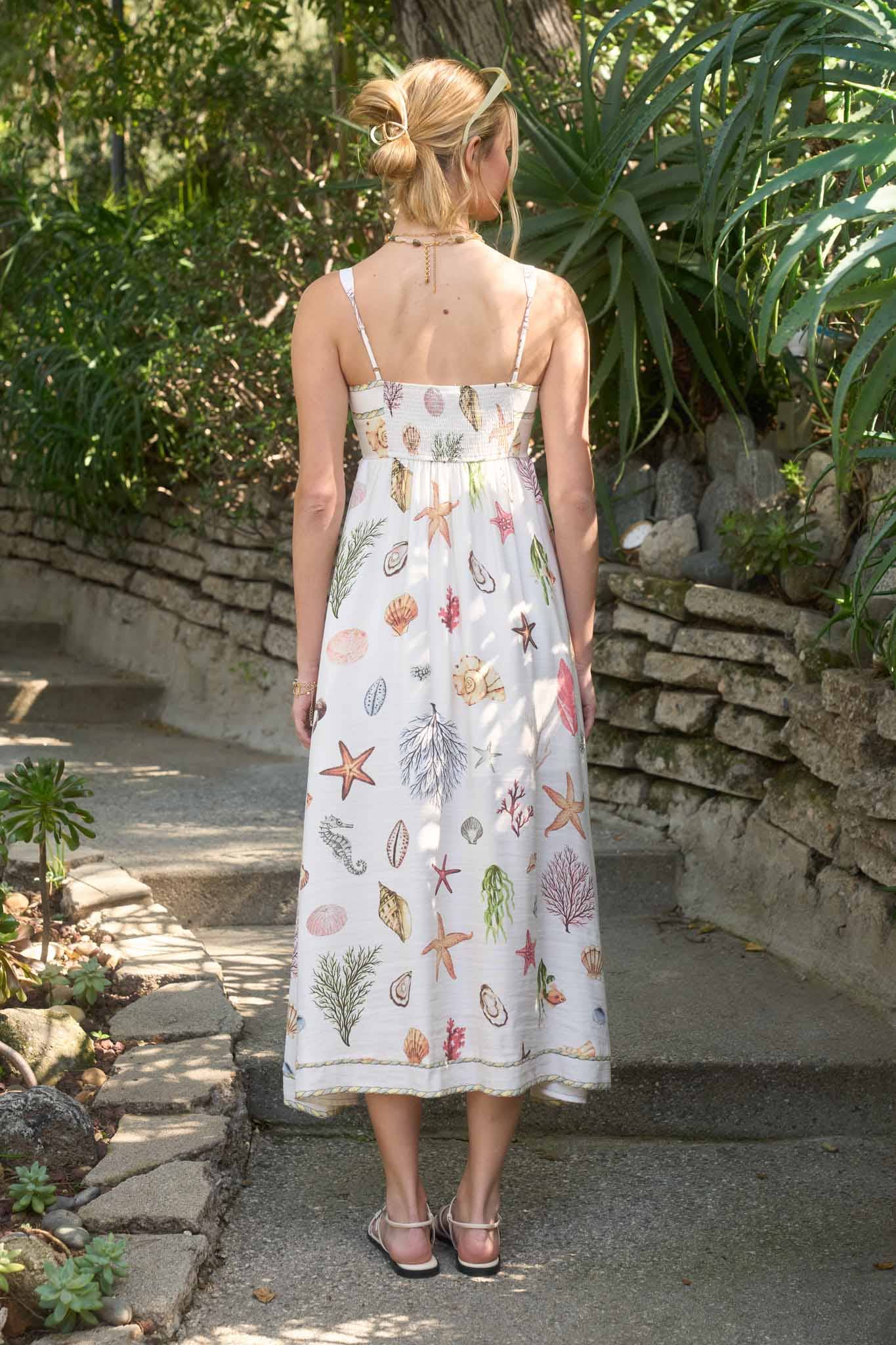 Nautical Print Midi Dress
