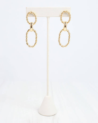 Caroline Hill Twin Pines Oblong Hoop Earring Gold