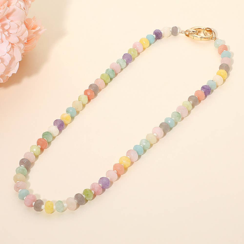 Faceted Pebble Beaded Necklace