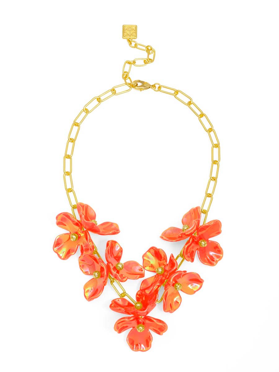 Zenzii Iridescent Resin 3-Petal Collar Necklace