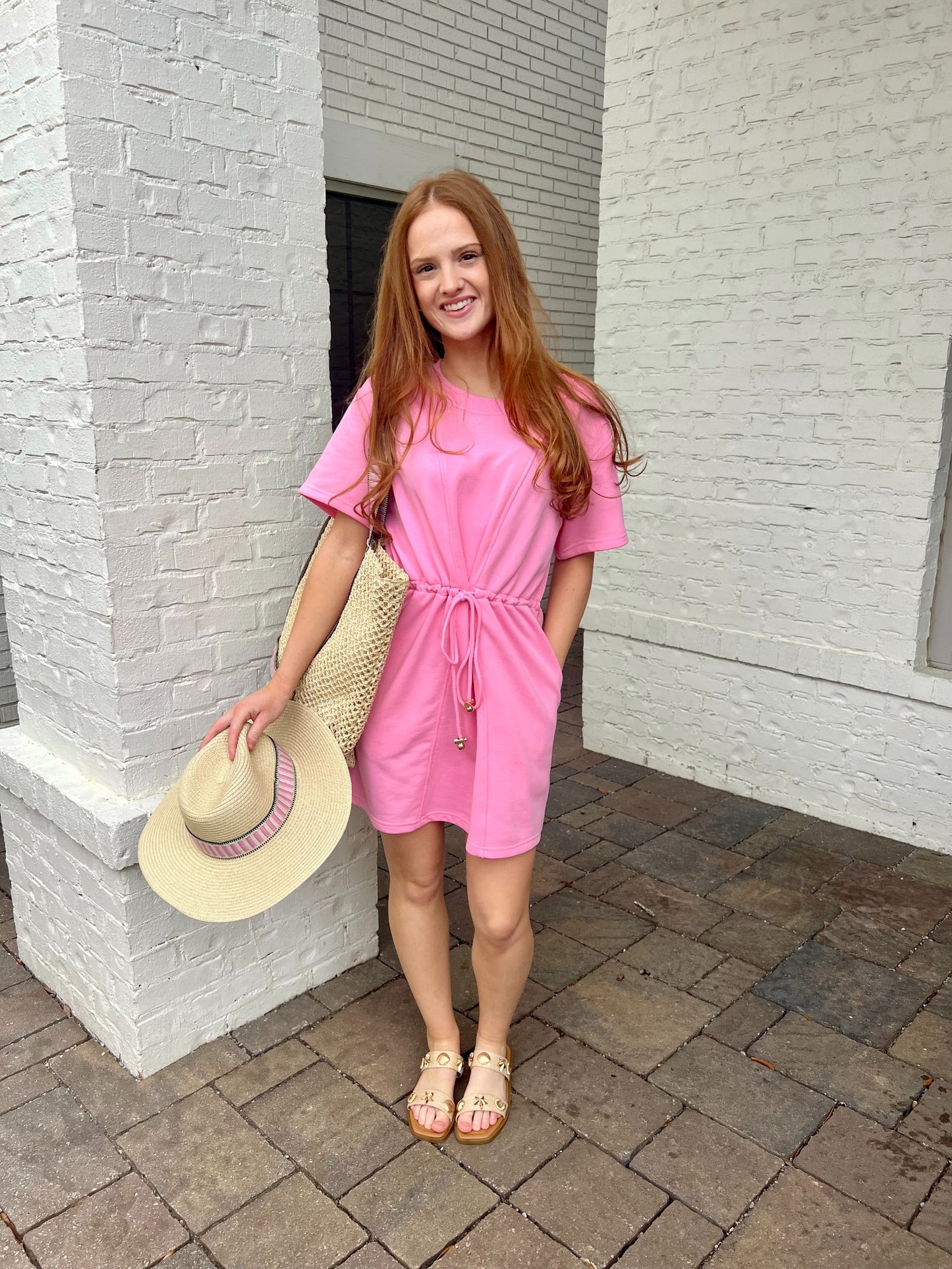 Pink French Terry Dress by Meet me in Santorini