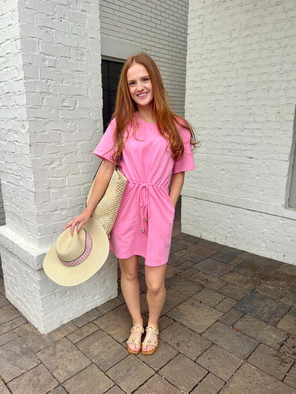 Pink French Terry Dress by Meet me in Santorini