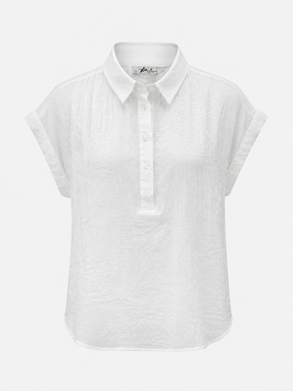 Sheer Cotton Short Sleeve Popover Blouse