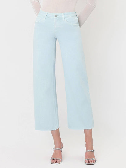 HIGH RISE WINTER SKY COLOR CROP WIDE LEG JEANS T5894WSK