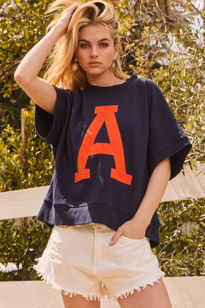 Lettered Oversized Game Day Sweatshirt