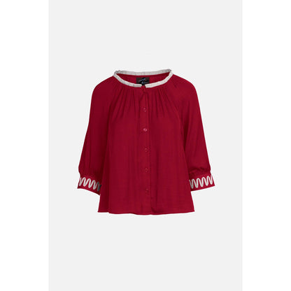 Abstract Applique Popover Blouse