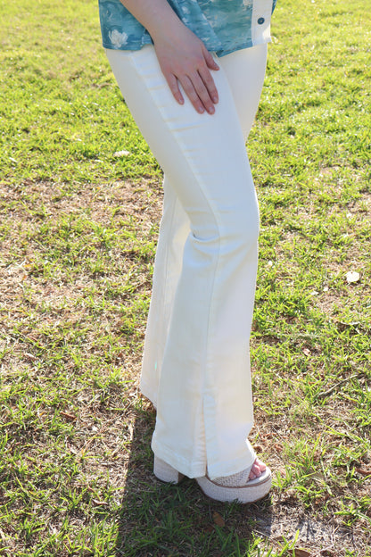 Judy Blue White Side Slit Bootcut