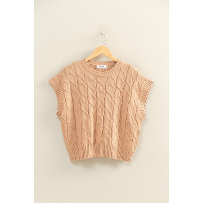 Sleeveless Oversized Cable Knit Sweater Vest