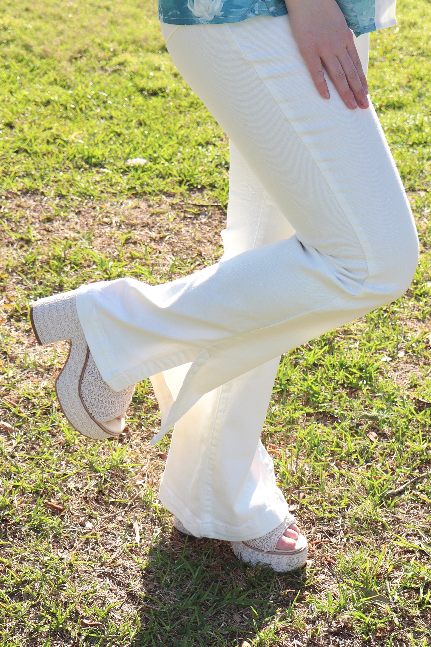 Judy Blue White Side Slit Bootcut