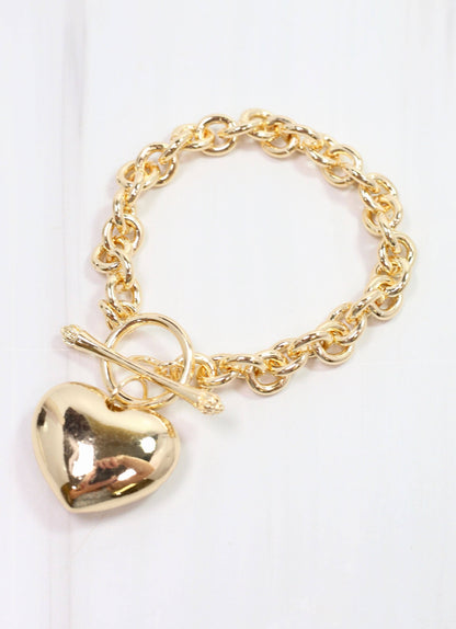 Caroline Hill Huston Heart Bracelet Gold