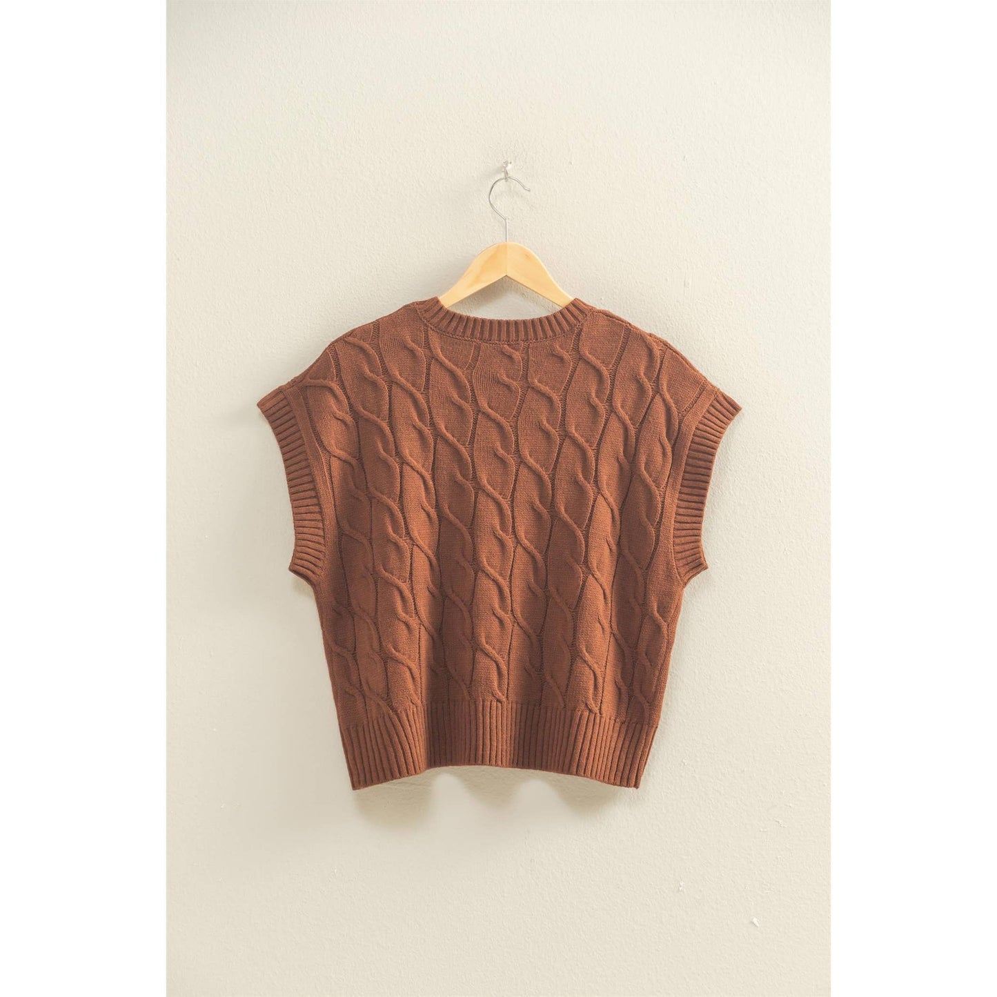 Sleeveless Oversized Cable Knit Sweater Vest