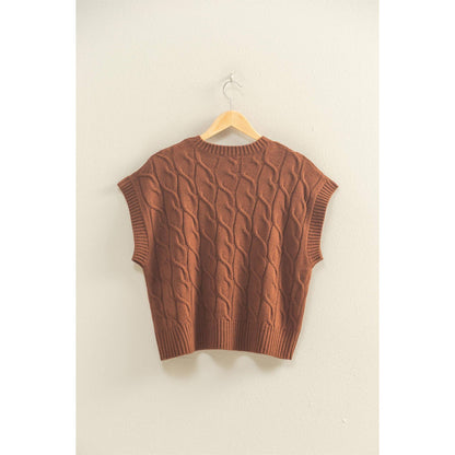 Sleeveless Oversized Cable Knit Sweater Vest