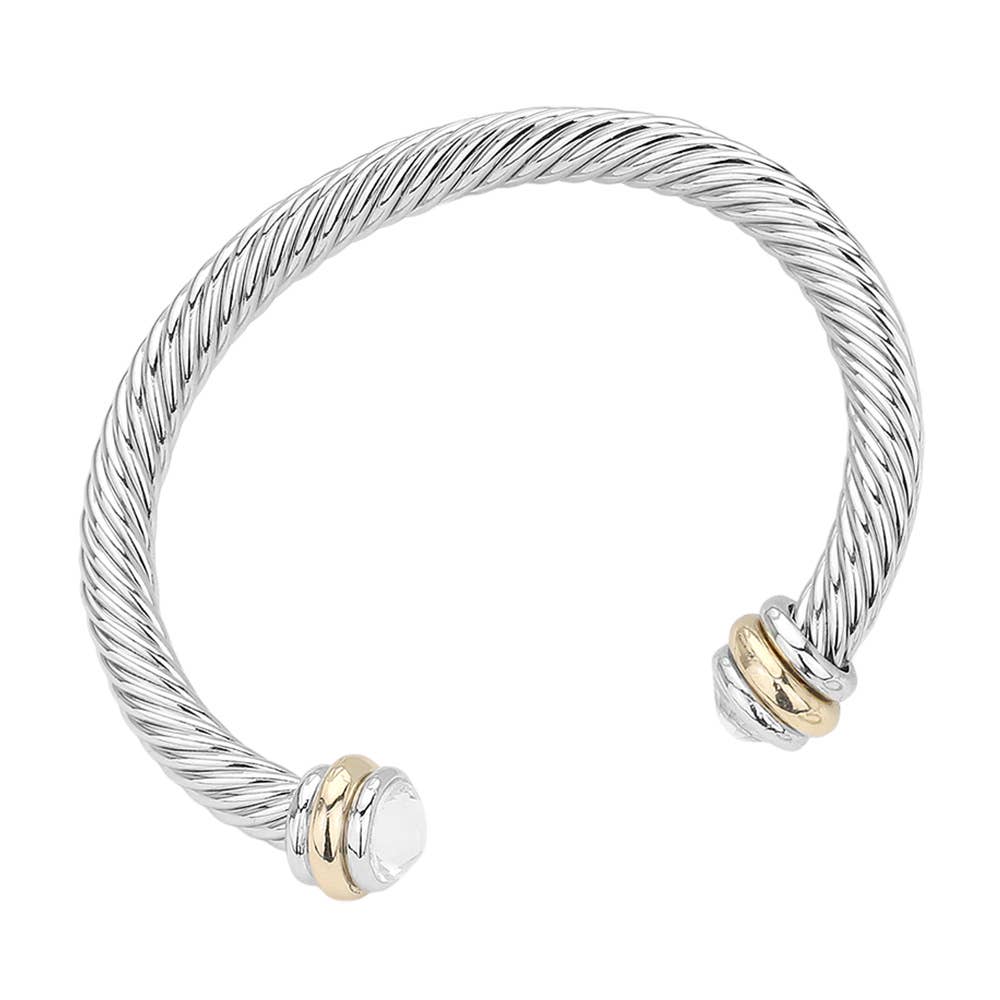 Stone Tip Twisted Rope Cuff Bracelet