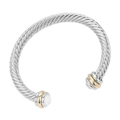 Stone Tip Twisted Rope Cuff Bracelet
