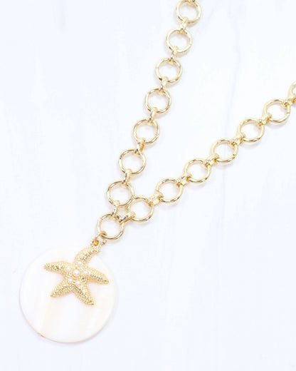 Sandra Shell and Starfish Charm Necklace Gold