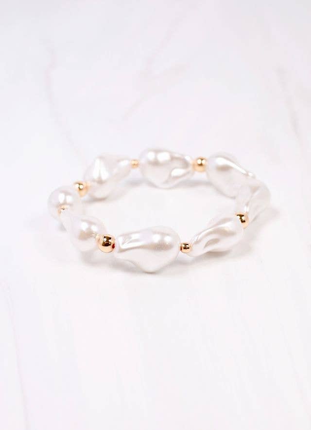 Caroline Hill Jerald Pearl Bracelet CREAM