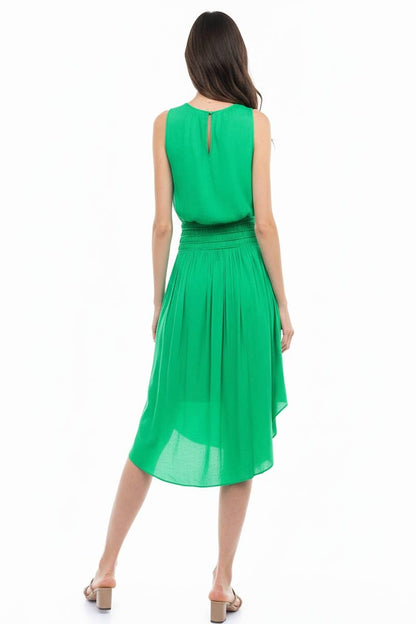 Smocked Flared Midi Dress
