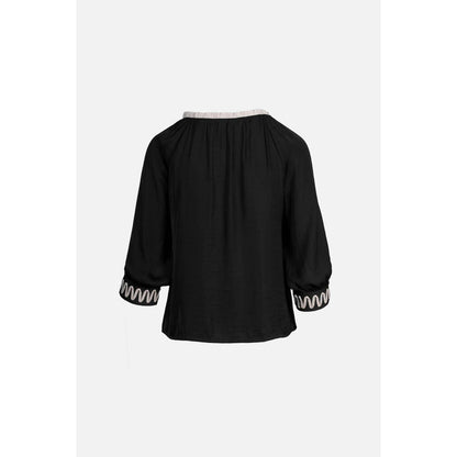 Abstract Applique Popover Blouse