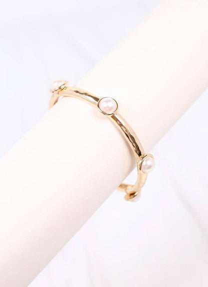 Caroline Hill Mona Pearl Stretch Bracelet GOLD