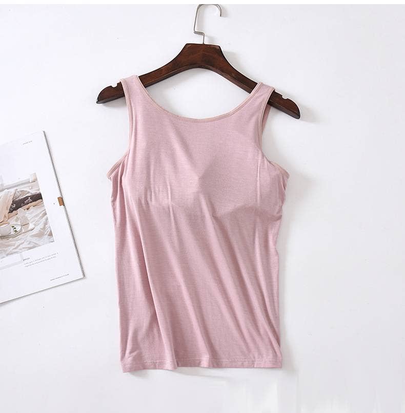 Regular basic soft flowy built-in bra tank top