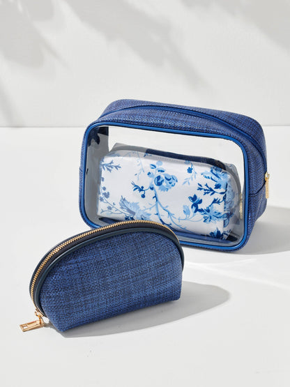 Blue set of 2 cosmetic cases