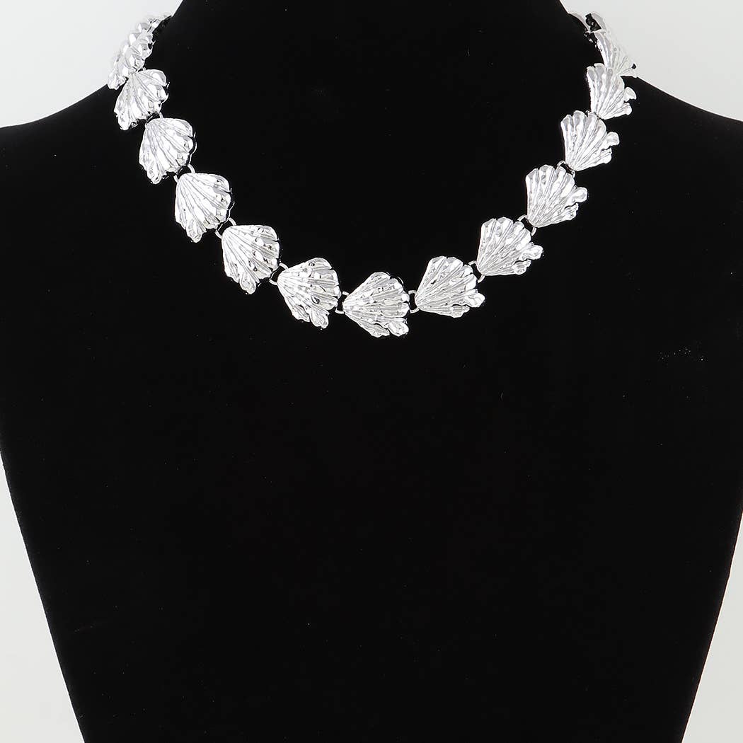 Hammered Sea Shell Charm Necklace