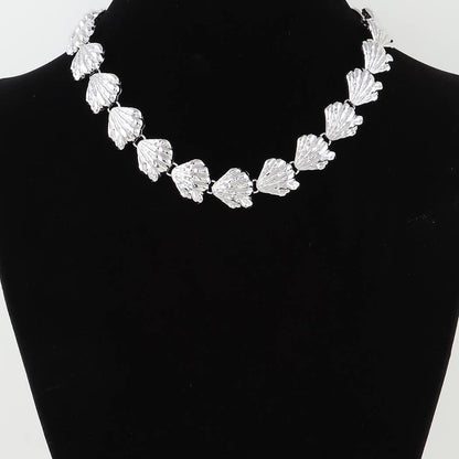 Hammered Sea Shell Charm Necklace