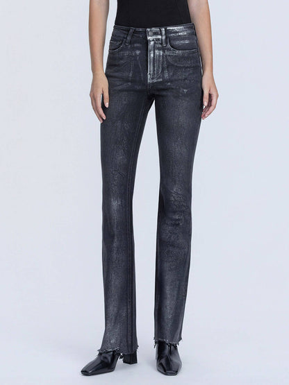 Metallic Black Bootcut Jeans by Flying Monkey