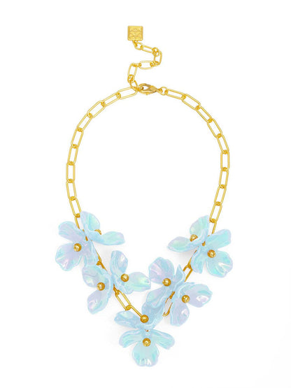 Zenzii Iridescent Resin 3-Petal Collar Necklace