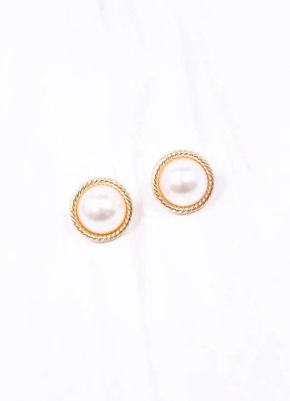 Caroline Hill Gosling Pearl Stud Earring Gold