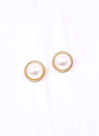 Caroline Hill Gosling Pearl Stud Earring Gold