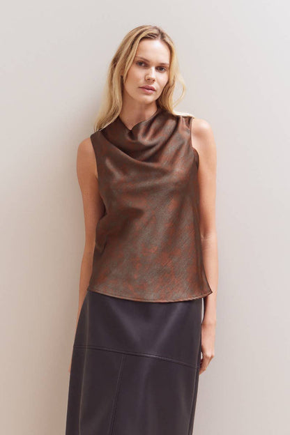 Shirred Satin Top