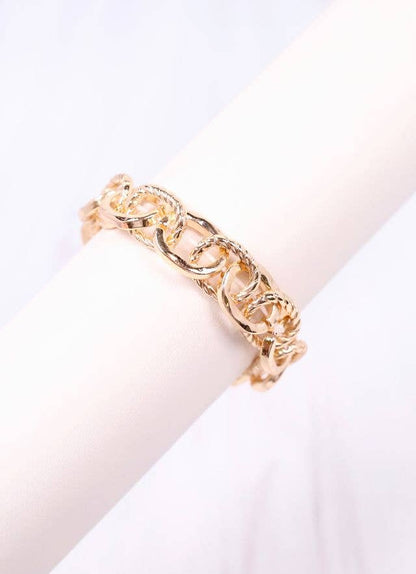 Caroline Hill Mason Link Stretch Bracelet GOLD