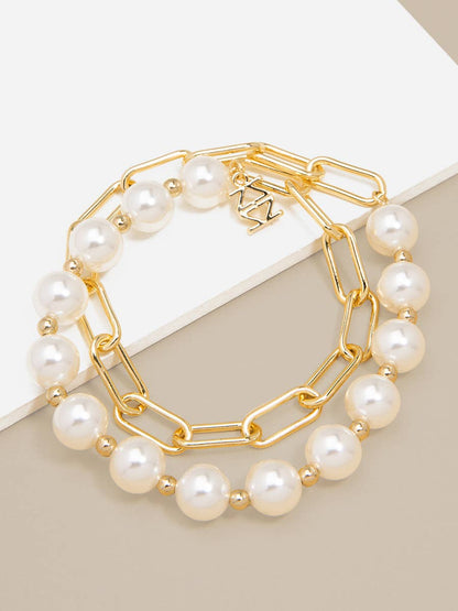 Zenzii Pearl And Link Bracelet