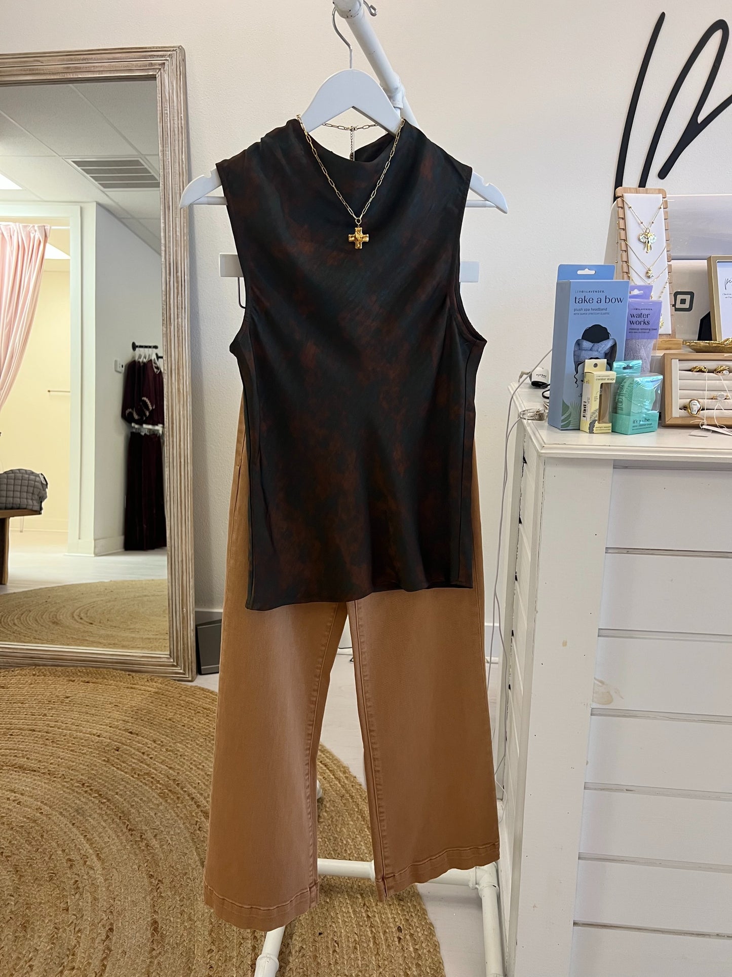 Shirred Satin Top