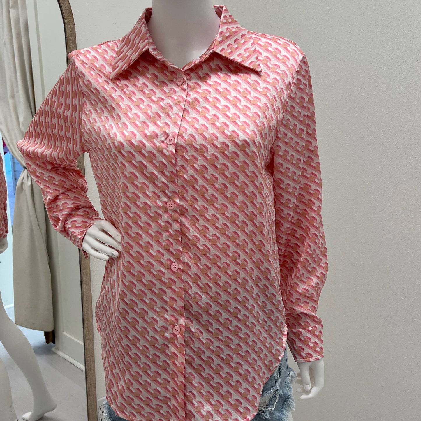 Mimosa pink print shirt