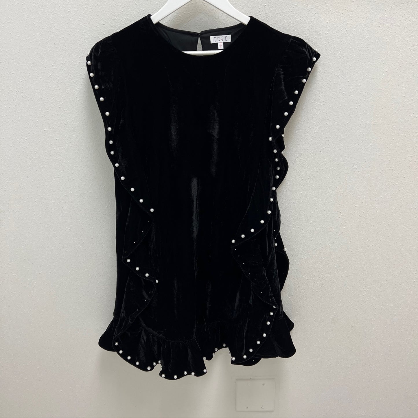 Tcec black pearl velvet dress