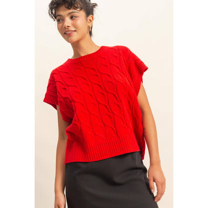 Sleeveless Oversized Cable Knit Sweater Vest
