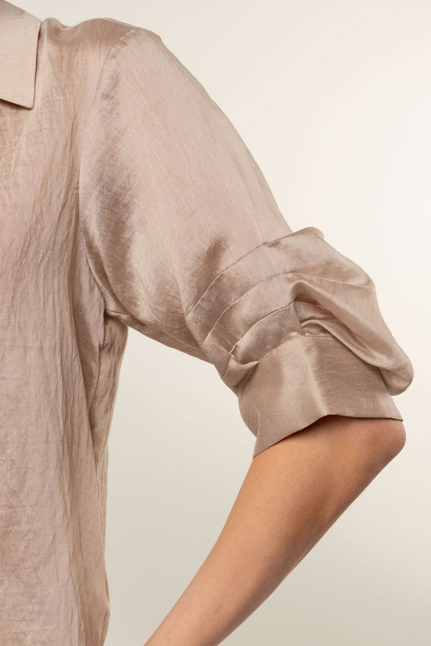 Pepper Pleated Short Sleeve Button-up Blouse