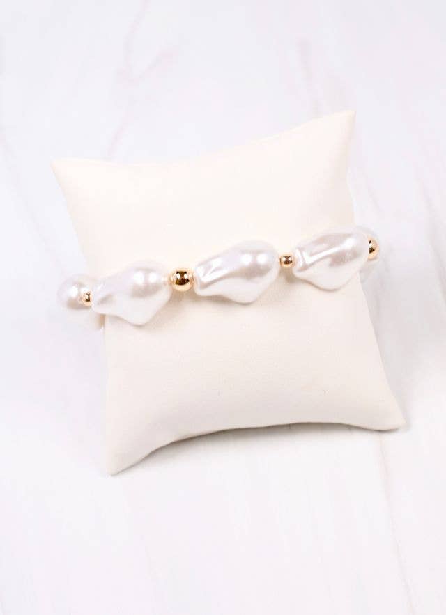 Caroline Hill Jerald Pearl Bracelet CREAM