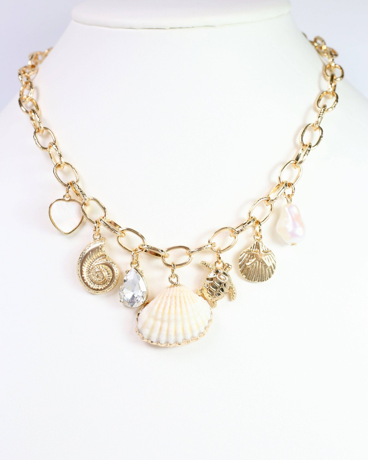Caroline Hill Cape Code Shell Charm Necklace Gold