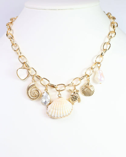 Caroline Hill Cape Code Shell Charm Necklace Gold