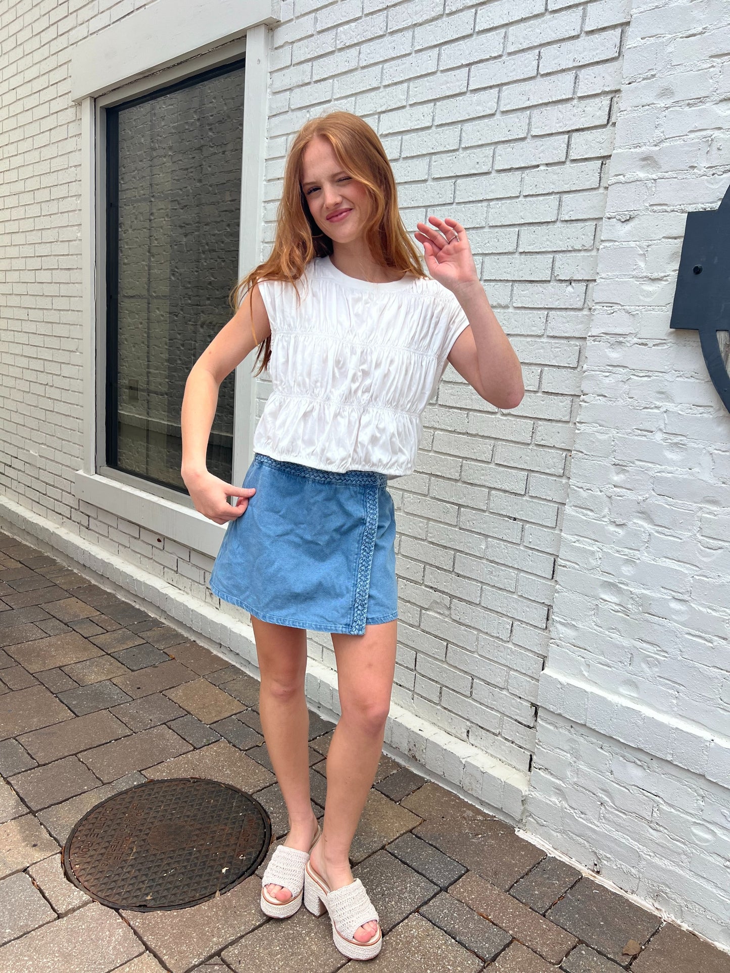 Braided Denim Skort