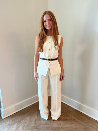 cream colored pants set