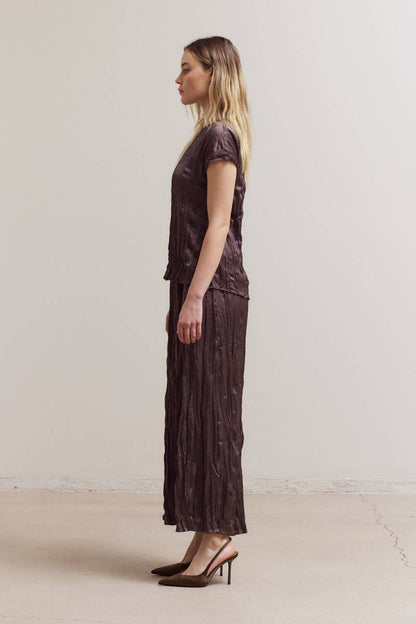 Pleated Wrinkle Satin Top