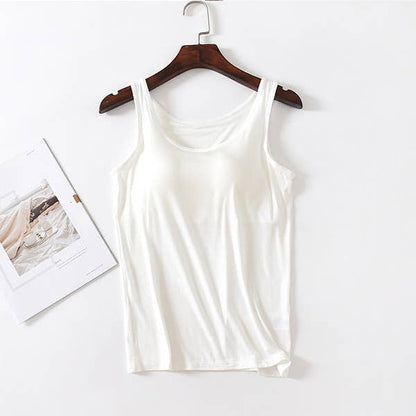 Regular basic soft flowy built-in bra tank top