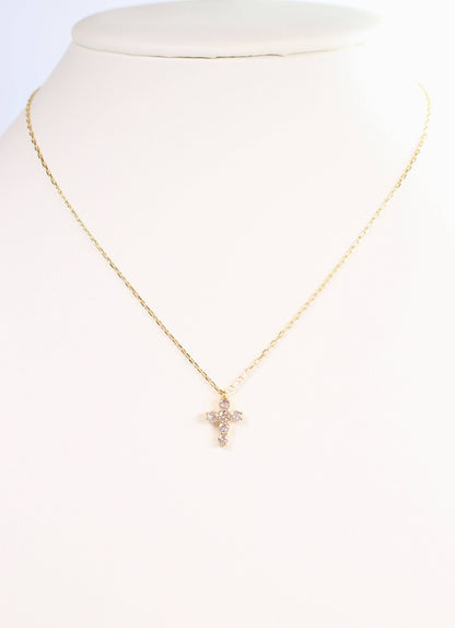 Pontiac CZ Cross Necklace GOLD