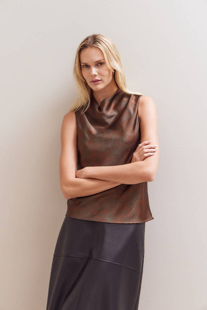 Shirred Satin Top