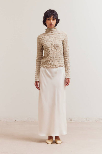 Seered Mock Neck Top
